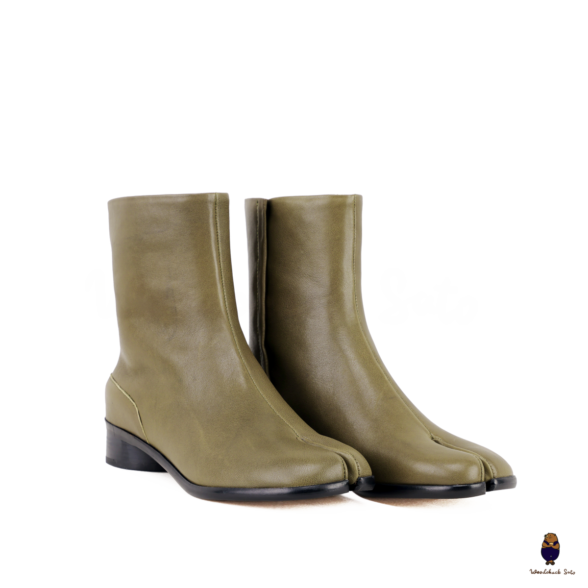 WoodchuckSato Japanese Olive Green Cow Leather Tabi Ankle Boots 3 WoodchuckSato Japanese Olive Green Cow Leather Tabi Ankle Boots 3