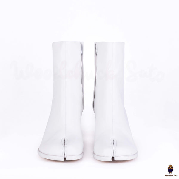 New Tabi split-Toe leather men’s women’s white boots calfskin EU35-48 6cm heel improved version