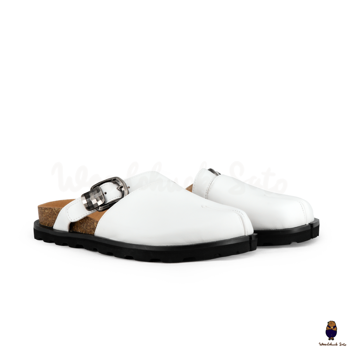 WoodchuckSato White Leather Tabi Clog Mules – WoodChuckSato
