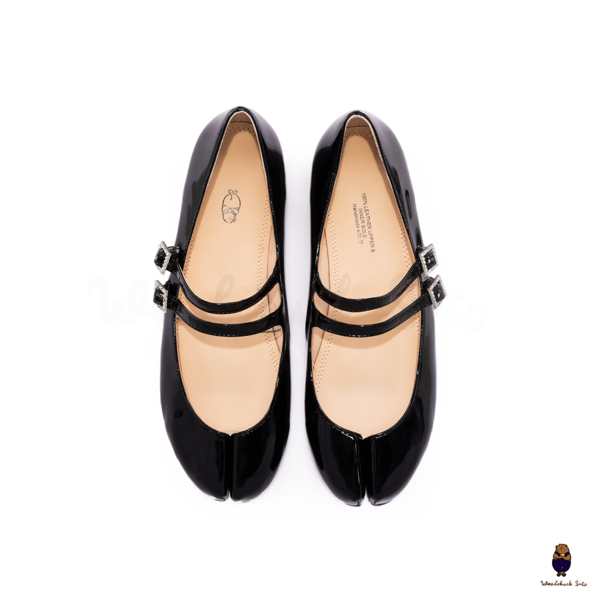 ＊韓国＊［BLACKUP］Kempton Buckle Leather Flat Shoes Black Snapinsta.