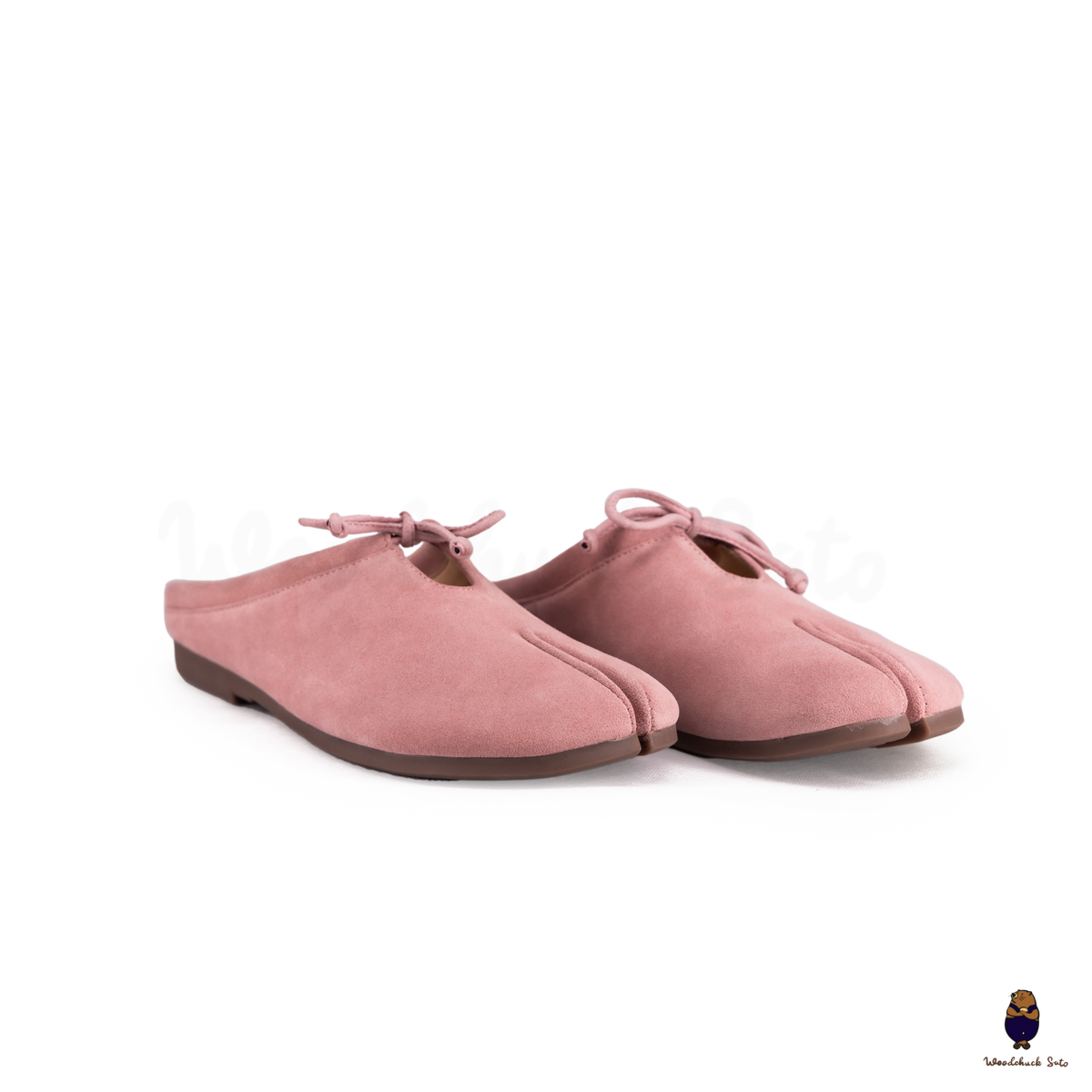 Woodchuck Sato Dusty Pink Suede Tabi Mules Split-Toe Flats with