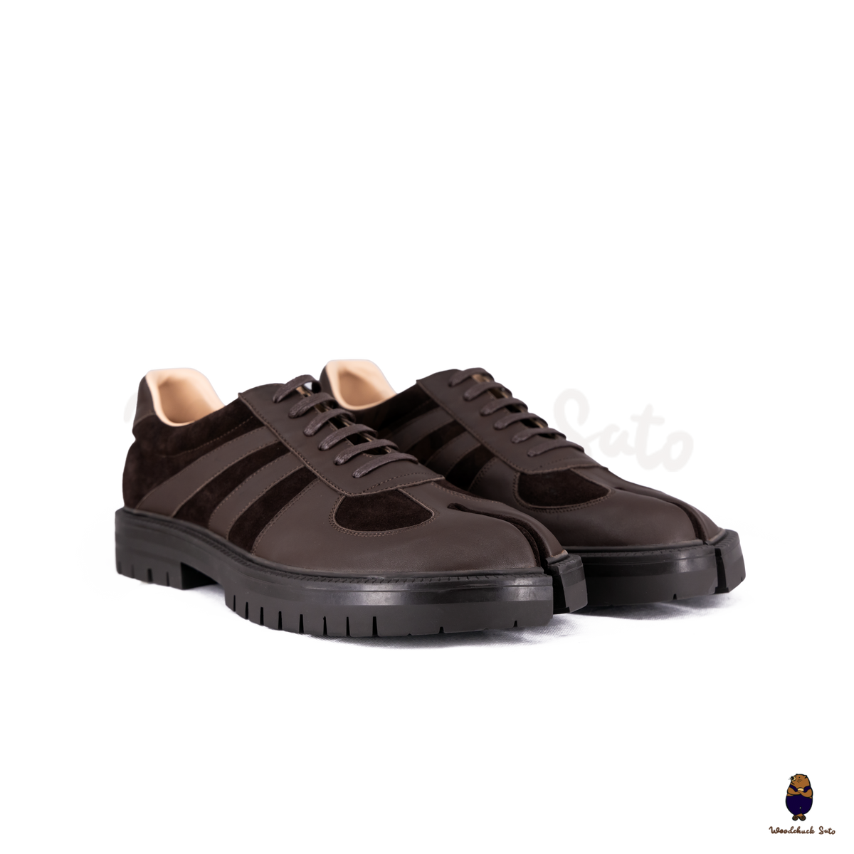 【新品】SKOOB SKB-005 WHOLE MOCCASIN LACE-UP WoodchuckSato Dark Brown Leather & Suede Platform Tabi Lace-Up