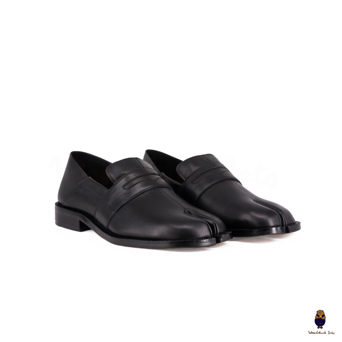 WoodchuckSato Black Matte Cow Leather with Penny Strap Tabi