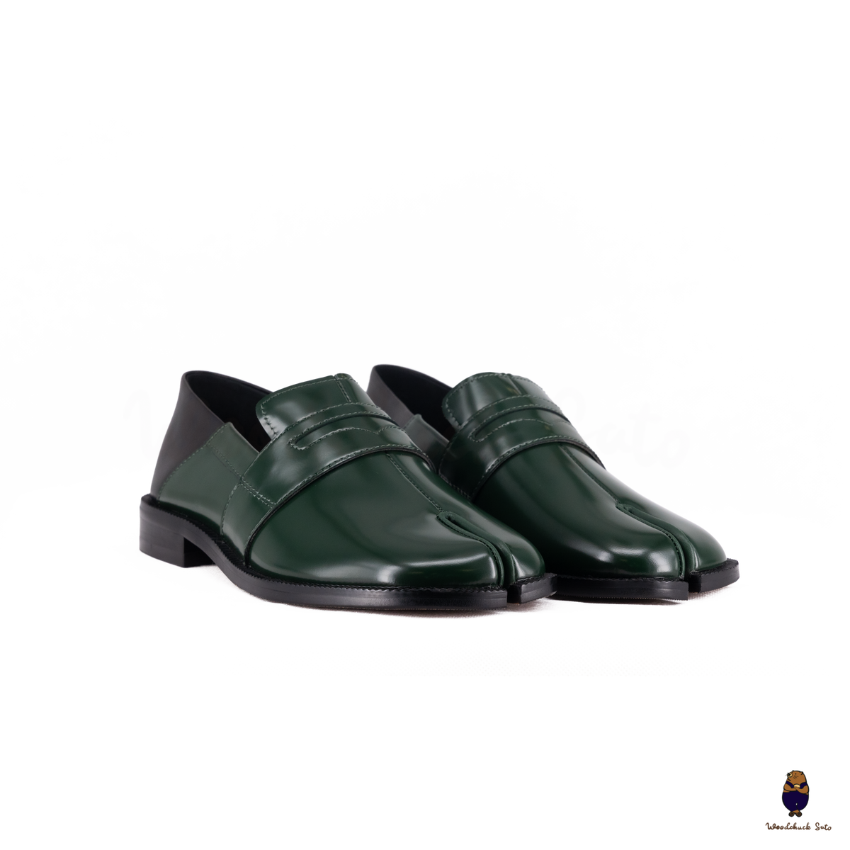 WoodchuckSato Forest Green Fold-Heel Edge-Beaded Cowhide Leather
