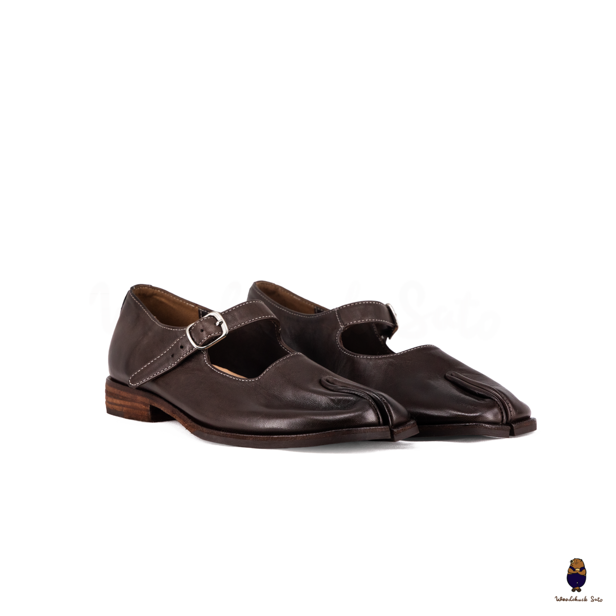 WoodchuckSato Espresso Brown Leather Tabi Mary Jane Shoes