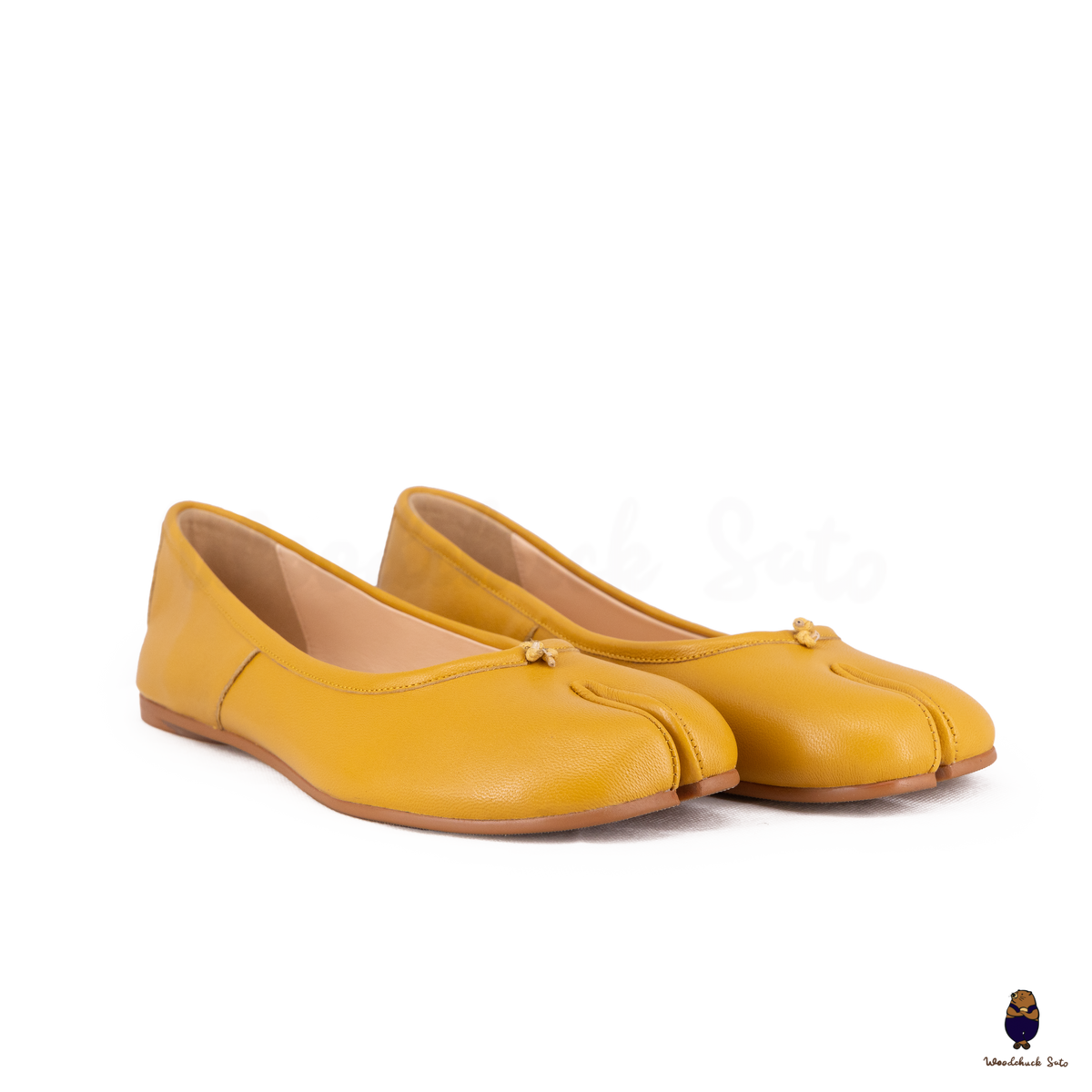 WoodchuckSato Japanese Mustard Yellow Leather Split-Toe Tabi Ballerina Flats – WoodChuckSato WoodchuckSato Japanese Mustard Yellow Leather Split-Toe Tabi Ballerina Flats – WoodChuckSato