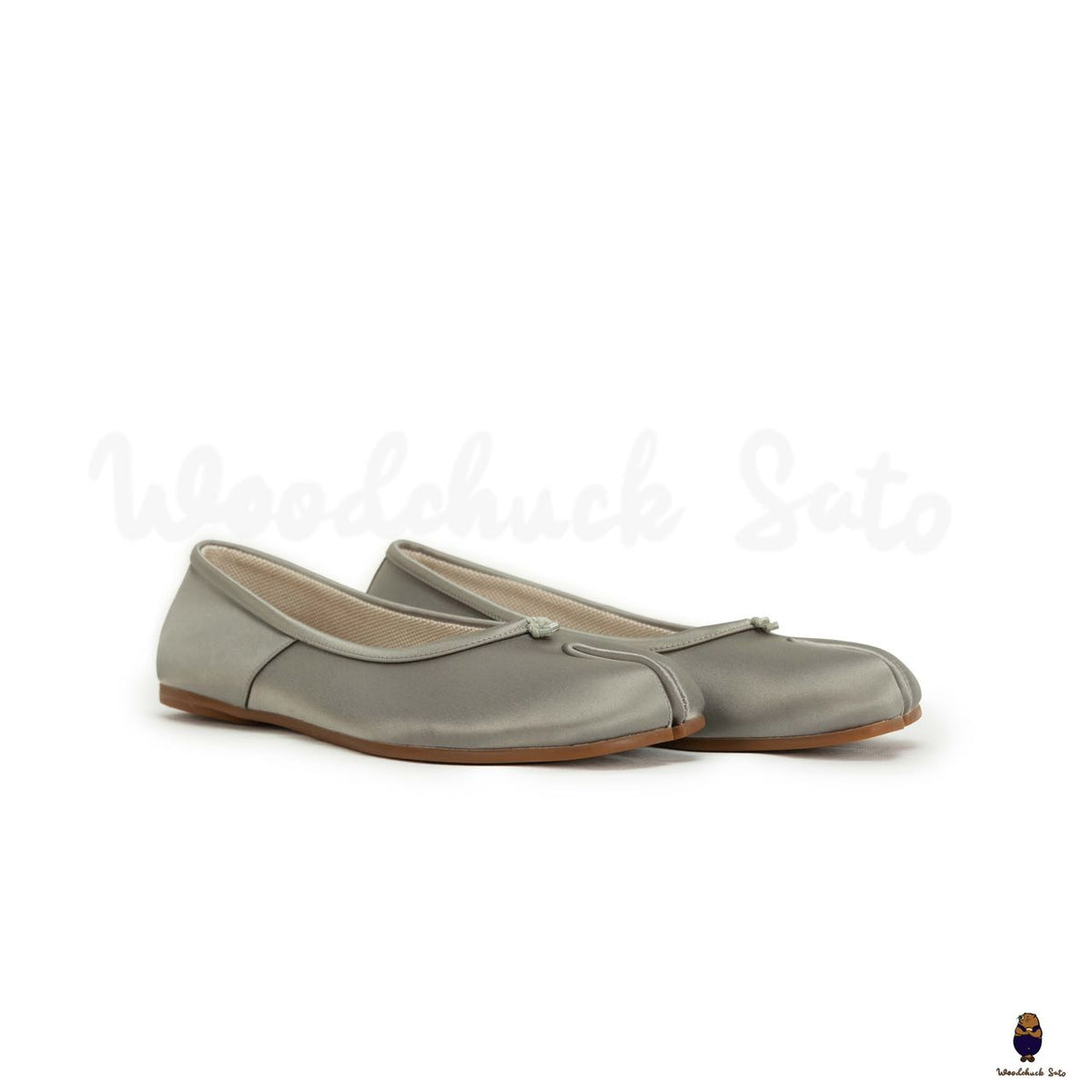 WoodChuckSato Women's Men's Sage Green Tabi Split-Toe Satin