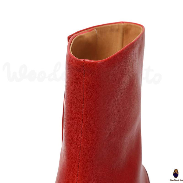 Bottes Tabi en cuir rouge à bout fendu pour femme/homme avec hauteur de talon de 3 cm EU35-48