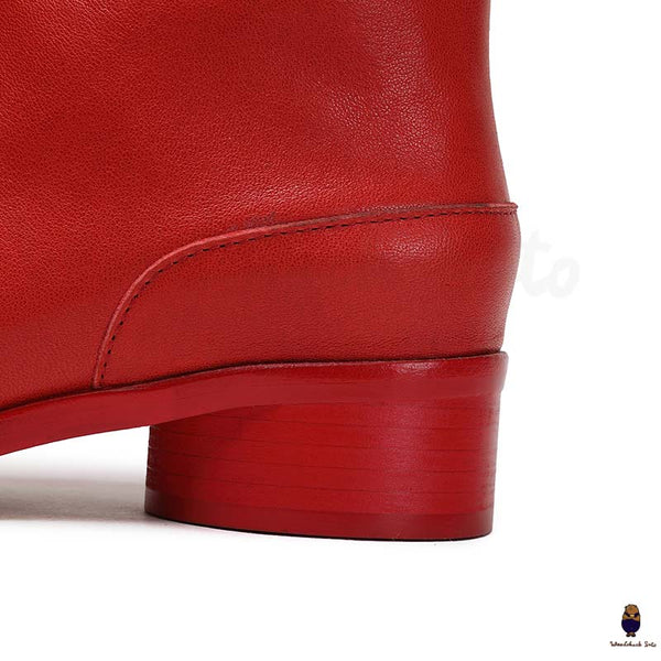 Women’s/men’s leather Tabi split-toe red boots with 3cm heel height EU35-48