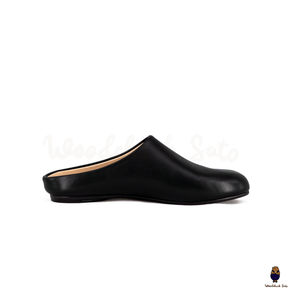 WoodchuckSato Black Flat Tabi Slip-On Mules