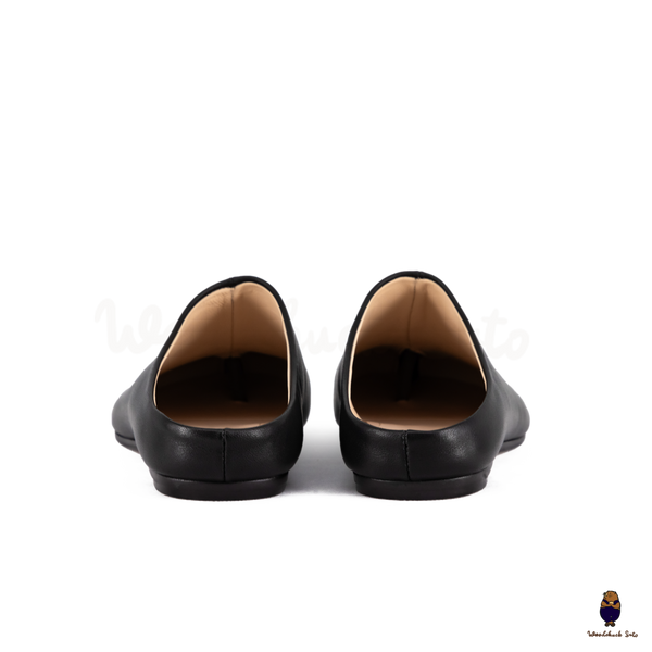 WoodchuckSato Black Flat Tabi Slip-On Mules