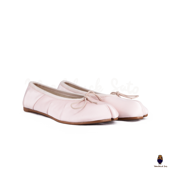 WoodchuckSato Pink Vegan Bow Tabi Ballet Flats