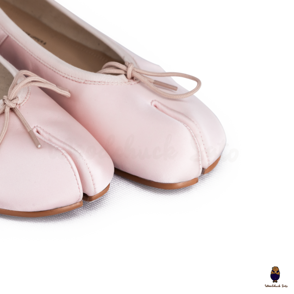 WoodchuckSato Pink Vegan Bow Tabi Ballet Flats