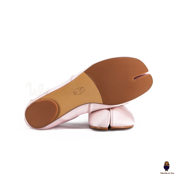 WoodchuckSato Pink Vegan Bow Tabi Ballet Flats