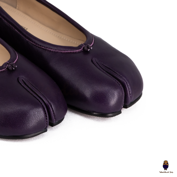 WoodchuckSato Deep Plum Fold Leather Tabi Ballet Flats
