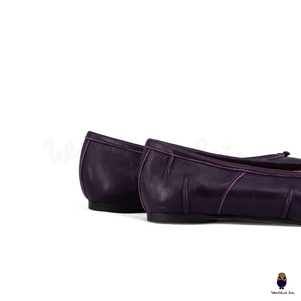 WoodchuckSato Deep Plum Fold Leather Tabi Ballet Flats