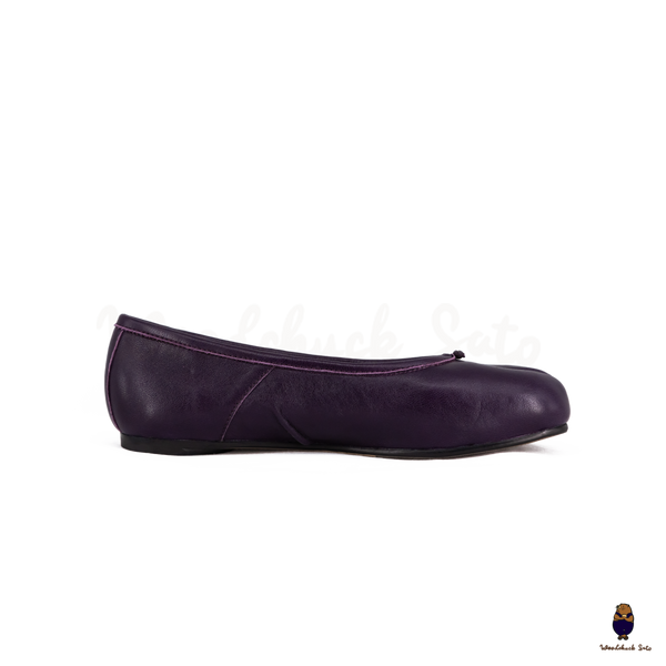 WoodchuckSato Deep Plum Fold Leather Tabi Ballet Flats