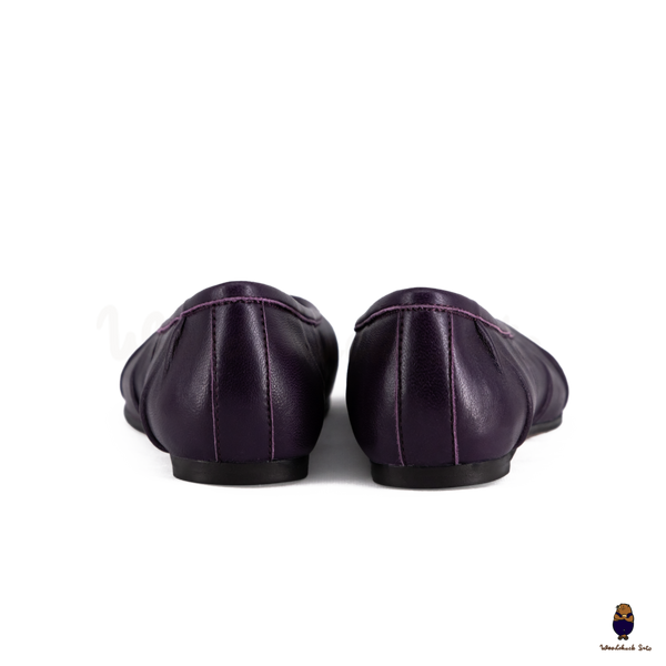 WoodchuckSato Deep Plum Fold Leather Tabi Ballet Flats