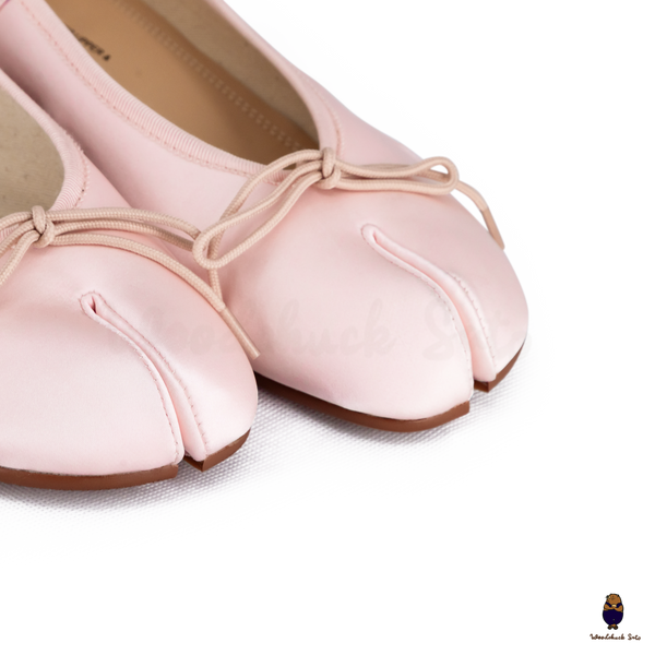 WoodchuckSato Pink Vegan Bow Tabi Ballet Heels