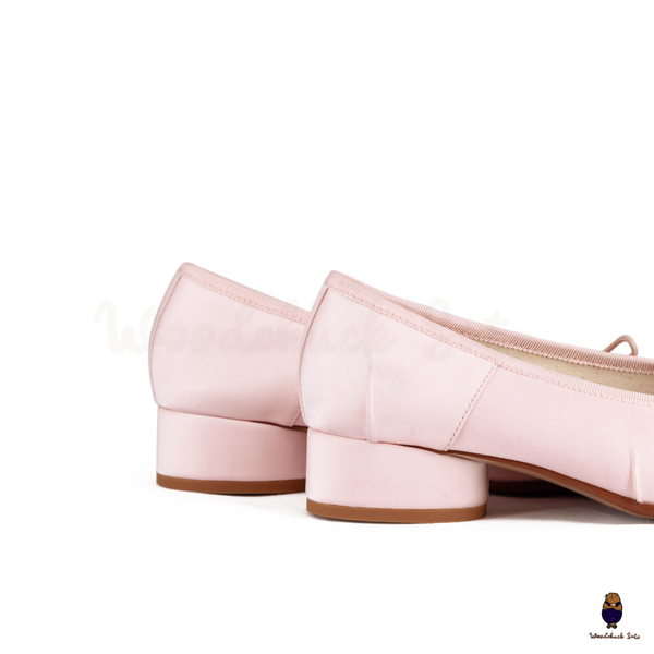 WoodchuckSato Pink Vegan Bow Tabi Ballet Heels