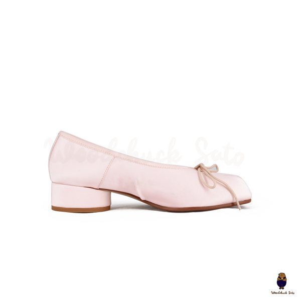 WoodchuckSato Pink Vegan Bow Tabi Ballet Heels