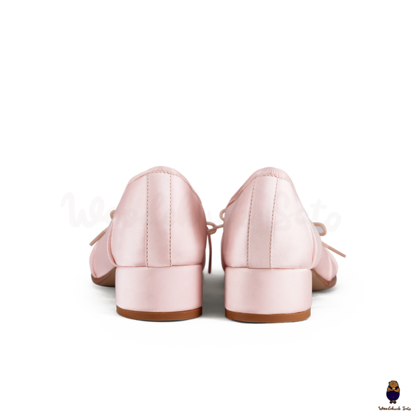 WoodchuckSato Pink Vegan Bow Tabi Ballet Heels