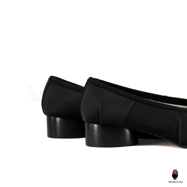 WoodchuckSato Black Vegan Bow Tabi Ballet Heels