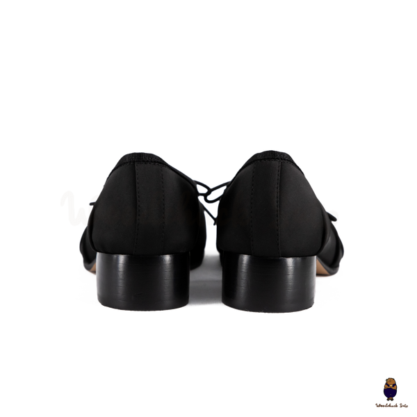 WoodchuckSato Black Vegan Bow Tabi Ballet Heels