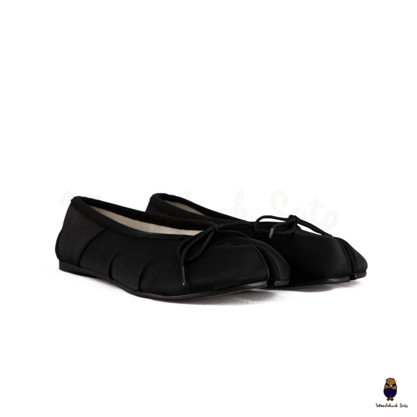 WoodchuckSato Black Vegan Bow Tabi Ballet Flats