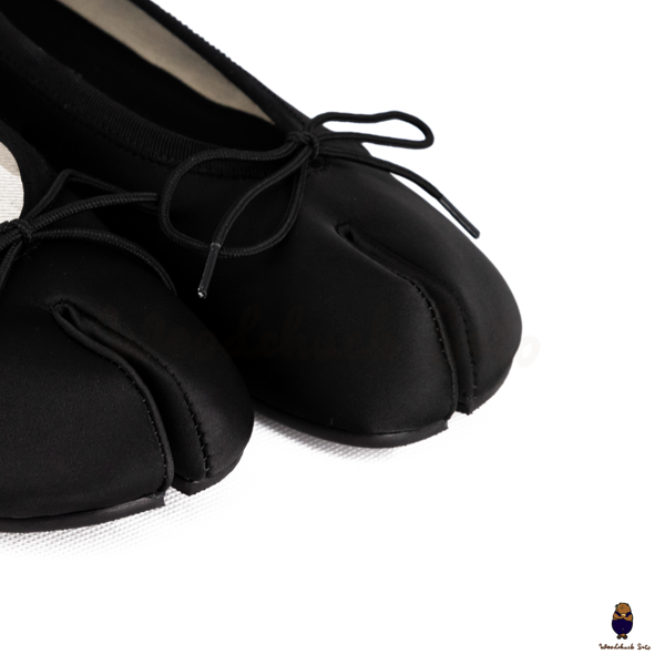 WoodchuckSato Black Vegan Bow Tabi Ballet Flats
