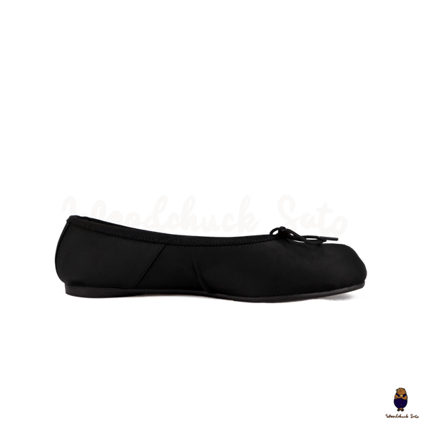 WoodchuckSato Black Vegan Bow Tabi Ballet Flats