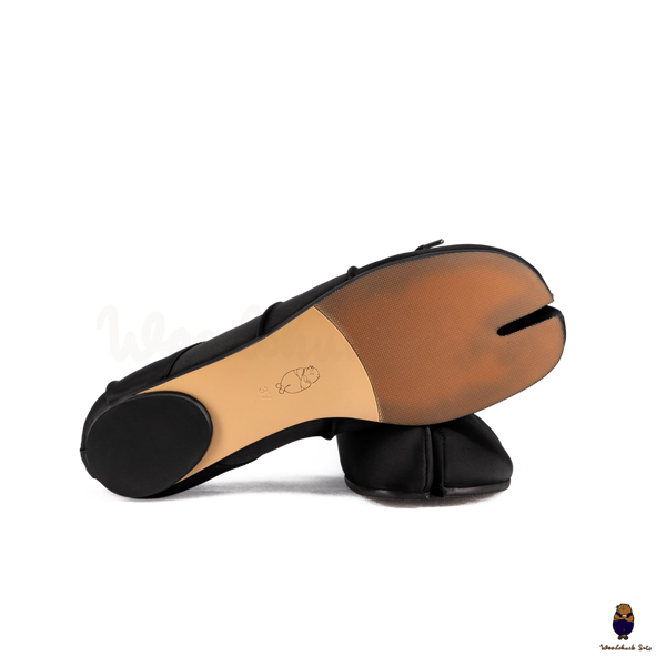 WoodchuckSato Black Vegan Bow Tabi Ballet Flats