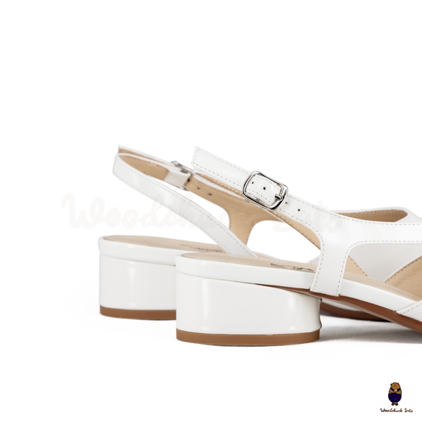 WoodchuckSato Mina White Open-Side Tabi Heels