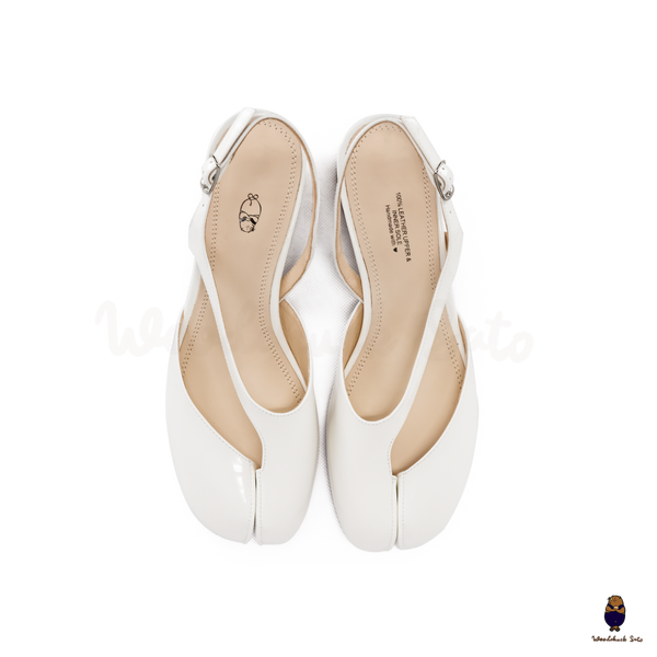 WoodchuckSato Mina White Open-Side Tabi Heels
