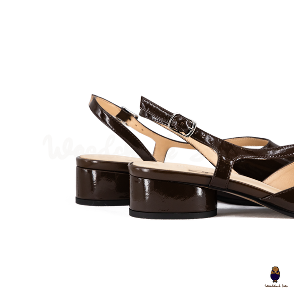 WoodchuckSato Mina Dark Brown Open-Side Tabi Heels