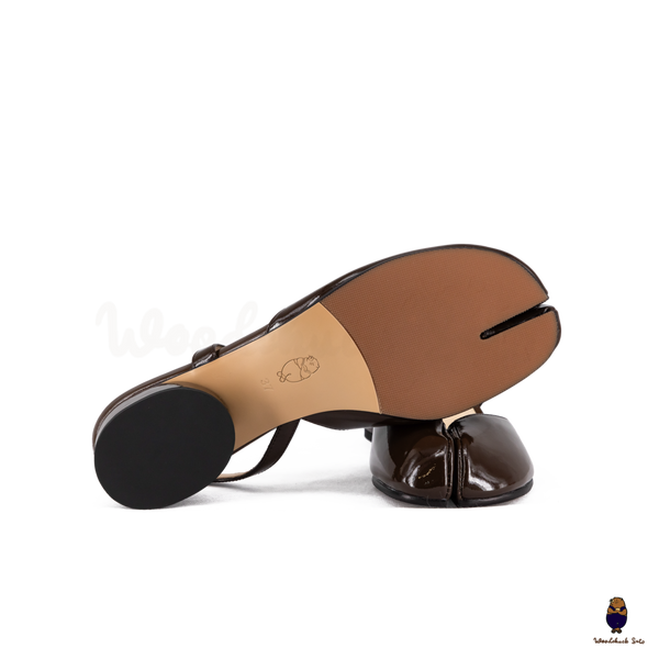 WoodchuckSato Mina Dark Brown Open-Side Tabi Heels
