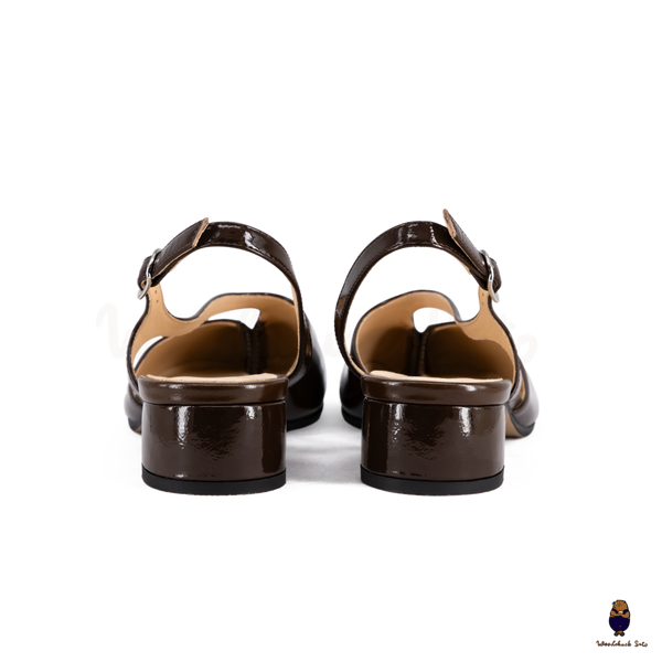 WoodchuckSato Mina Dark Brown Open-Side Tabi Heels