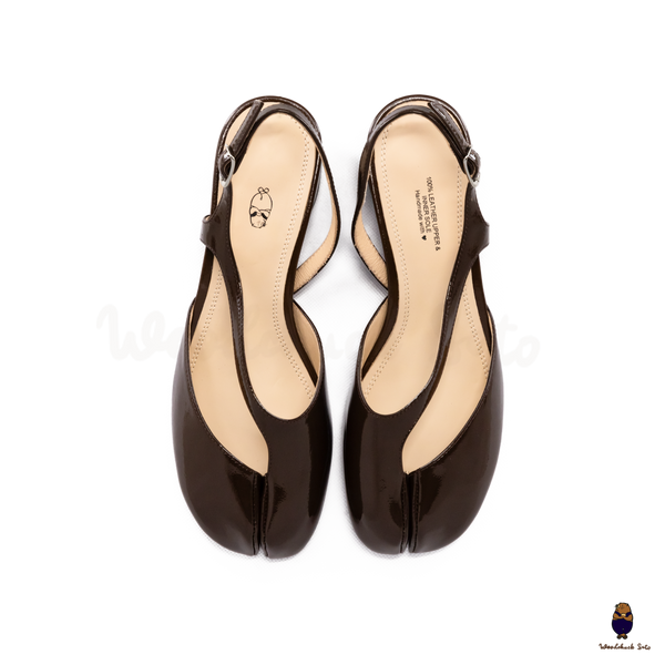 WoodchuckSato Mina Dark Brown Open-Side Tabi Heels