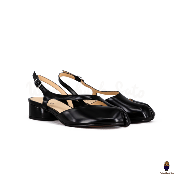 WoodchuckSato Mina Black Open-Side Tabi Heels