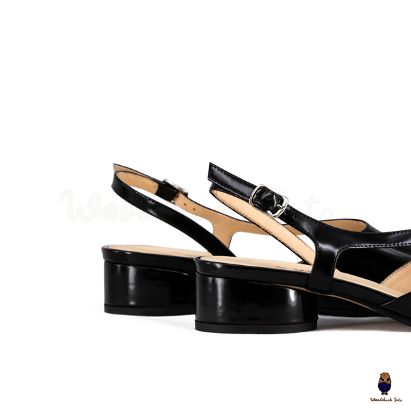 WoodchuckSato Mina Black Open-Side Tabi Heels