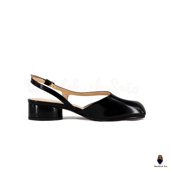 WoodchuckSato Mina Black Open-Side Tabi Heels