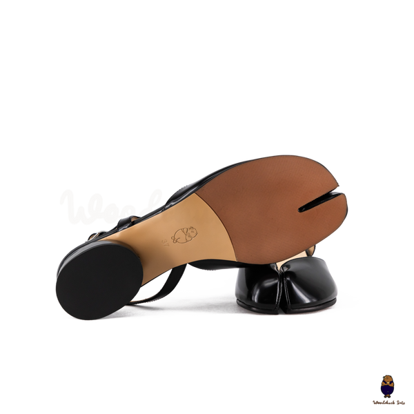 WoodchuckSato Mina Black Open-Side Tabi Heels
