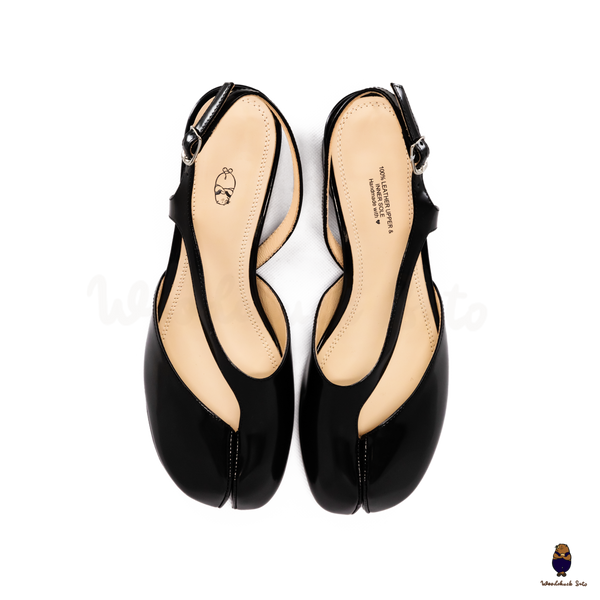 WoodchuckSato Mina Black Open-Side Tabi Heels