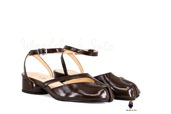 WoodchuckSato Mina Dark Brown Ankle-Strap Tabi Heels