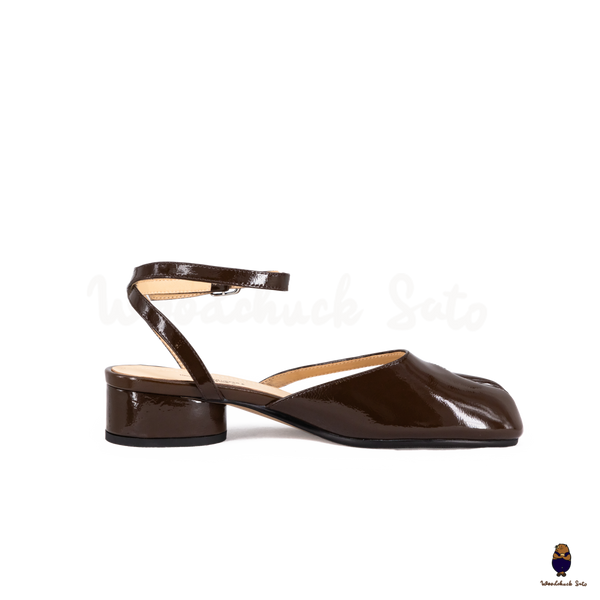 WoodchuckSato Mina Dark Brown Ankle-Strap Tabi Heels