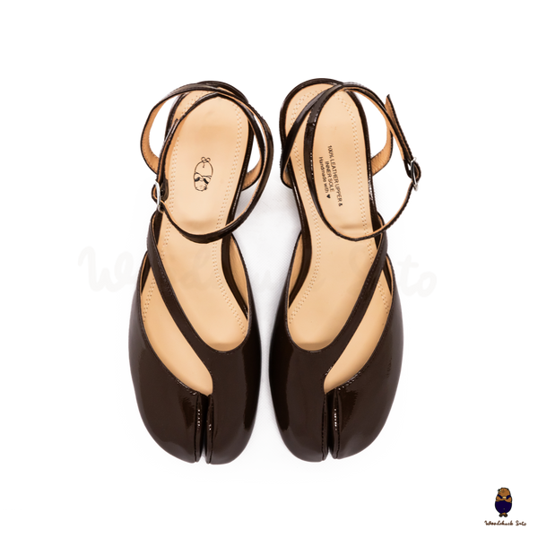 WoodchuckSato Mina Dark Brown Ankle-Strap Tabi Heels