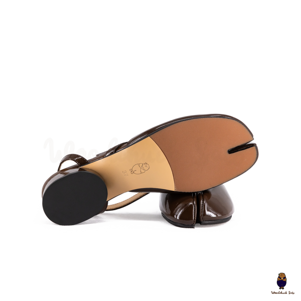 WoodchuckSato Mina Dark Brown Ankle-Strap Tabi Heels