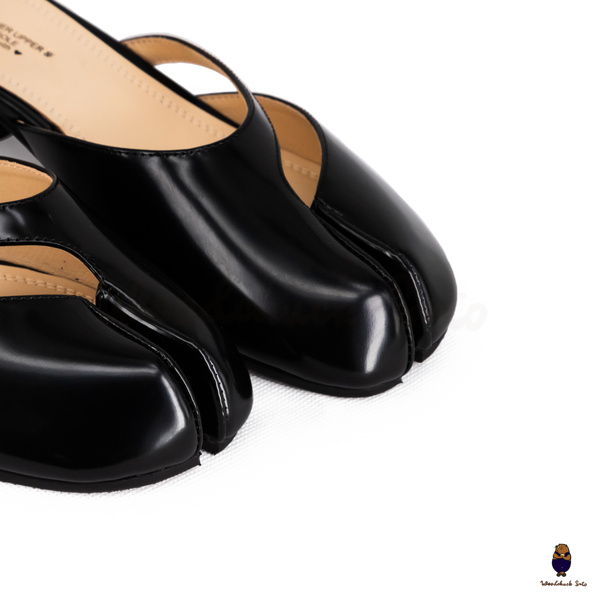 WoodchuckSato Mina Black Ankle-Strap Tabi Heels