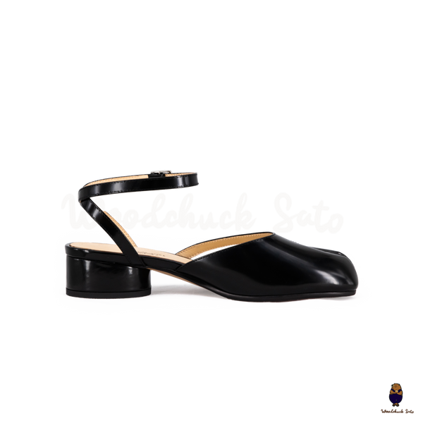 WoodchuckSato Mina Black Ankle-Strap Tabi Heels