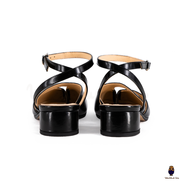 WoodchuckSato Mina Black Ankle-Strap Tabi Heels
